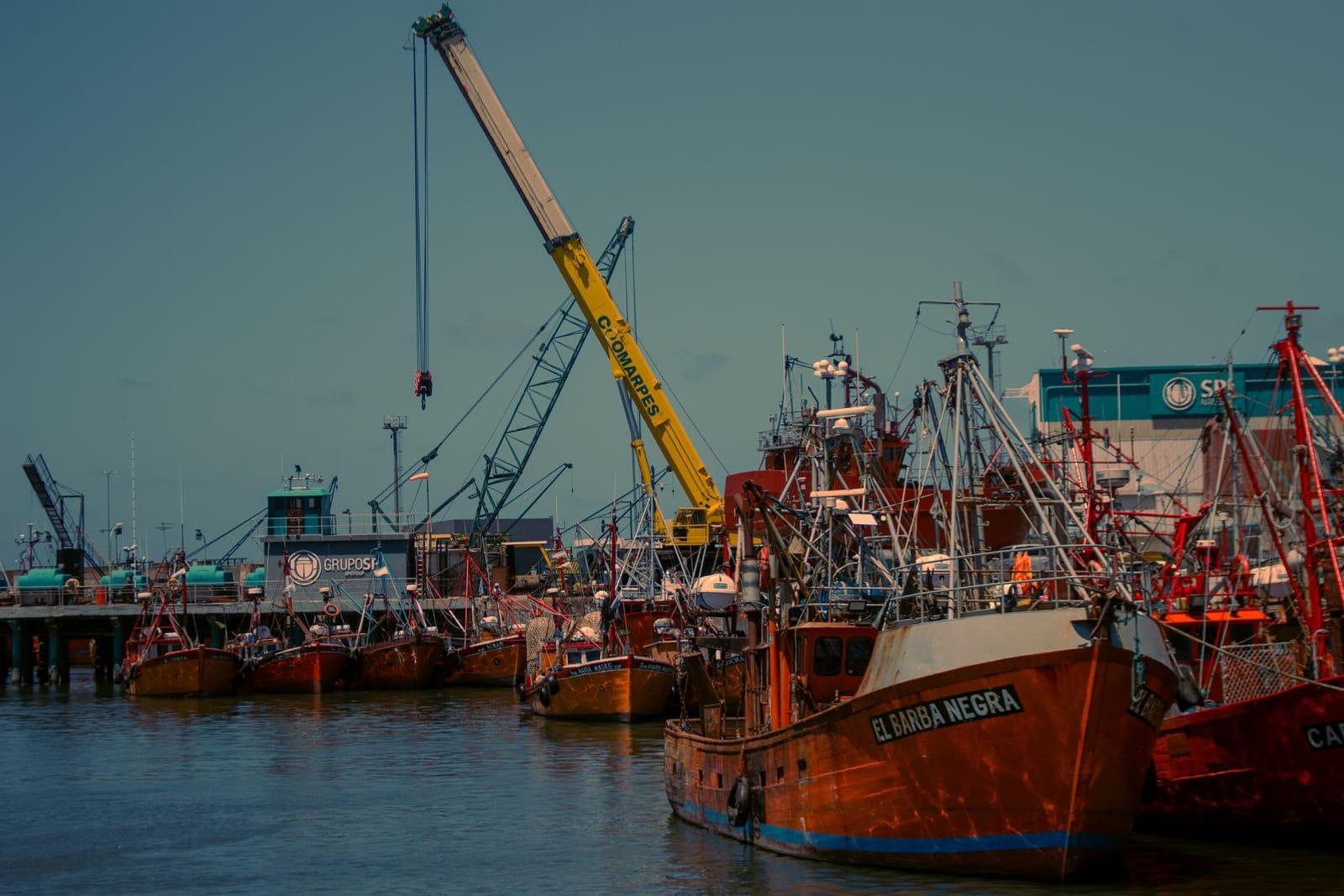 Flota pesquera amarrada en el puerto de Mar del Plata.
